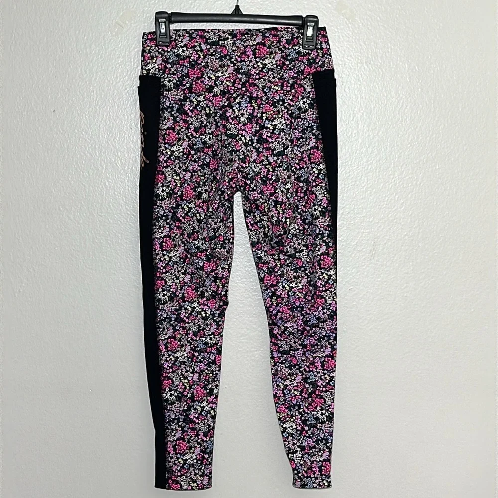 PINK Victoria's Secret Pink and Black Geometric Leggings
